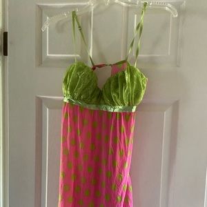 Pink and green polka dot chemise, large, xl